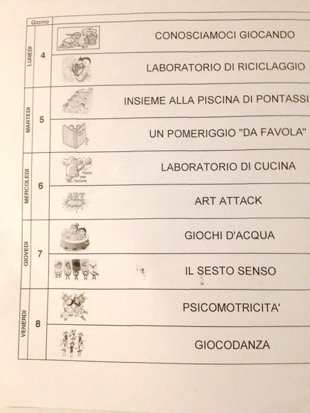 イタリアの夏の学童時間割